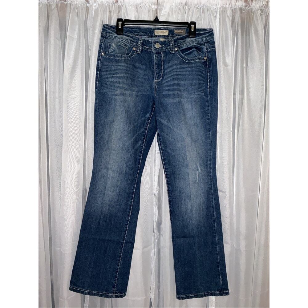 Women’s Y2K Style Flattering Bootcut Jeans With Rhinestone Pockets Size 12 - Picture 2 of 11